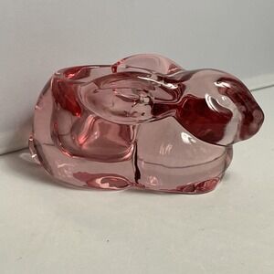 Indiana Glass Bunny Rabbit Cranberry Pink Glass Tealight Votive Candle Holder